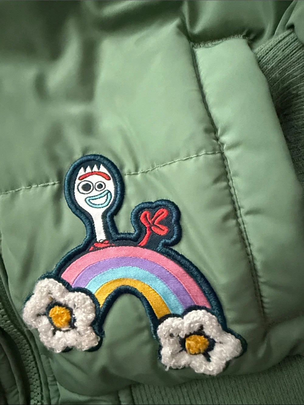 Disney Green Jacket with Pink Fur Trim and White Lining